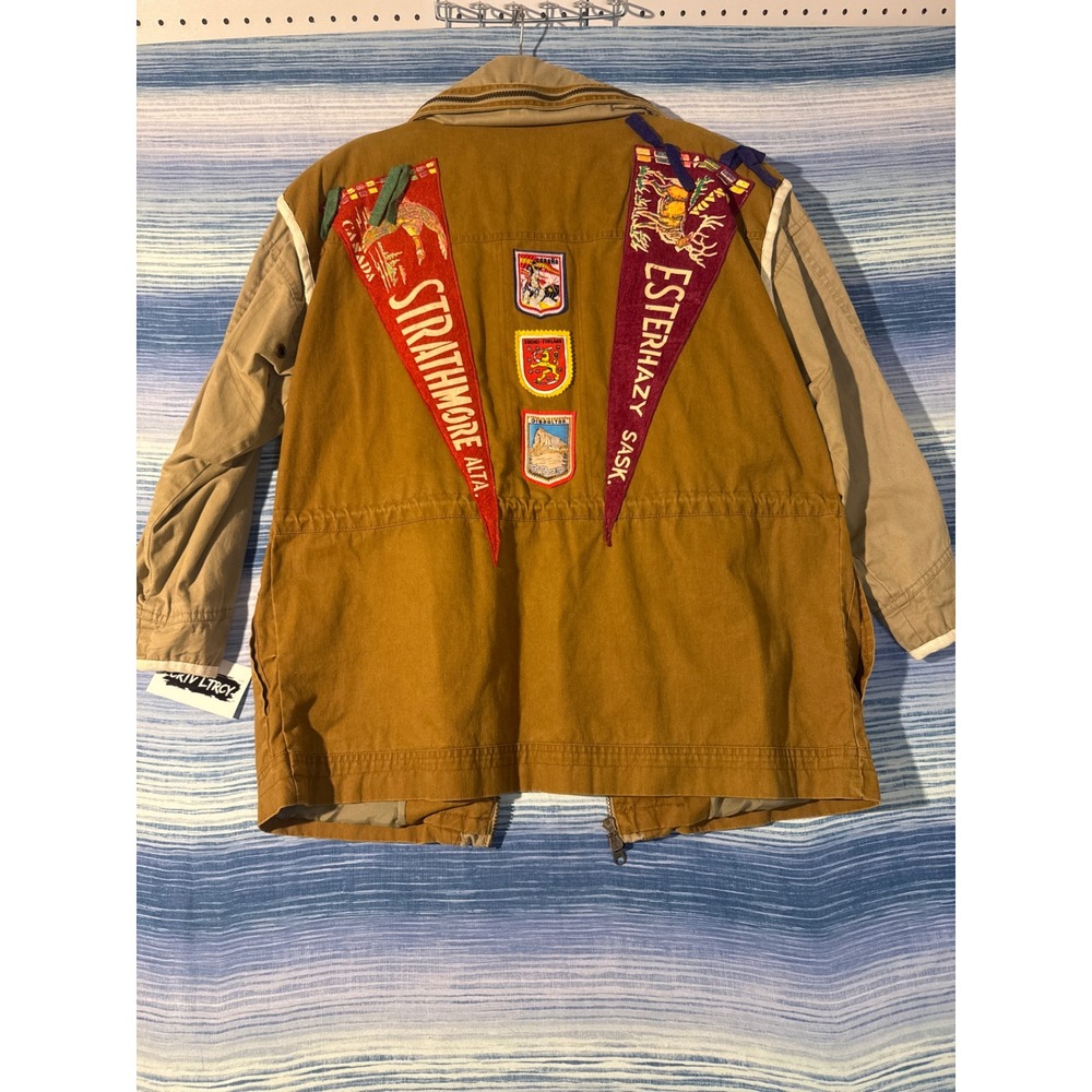 Upcycled Vintage London Fog Jacket 50s 60s Pennants One of One Womens M